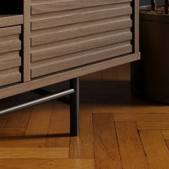 Wide TV Unit with Storage - Walnut, Wood