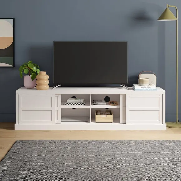 Wide TV Unit with Storage - White