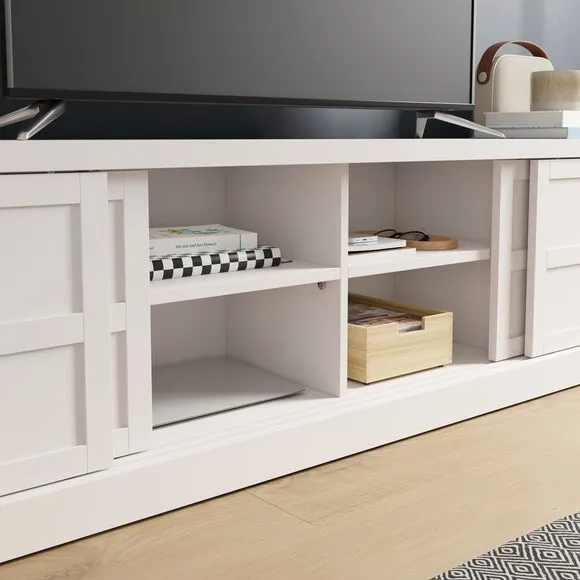 Wide TV Unit with Storage - White