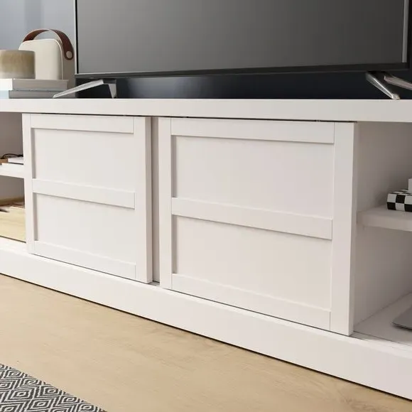 Wide TV Unit with Storage - White