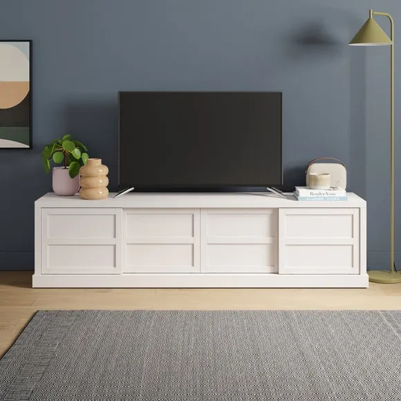 Wide TV Unit with Storage - White