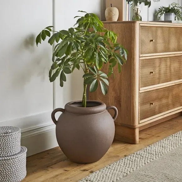 Wide Vase with Handles - Bitter Chocolate, Stone