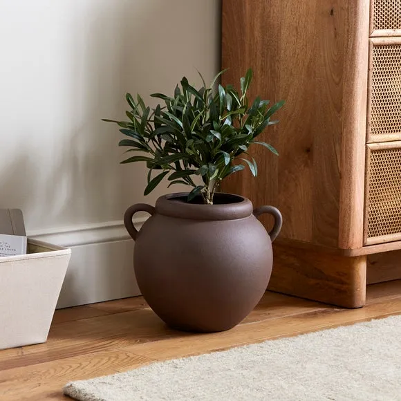 Wide Vase with Handles - Bitter Chocolate, Stone image