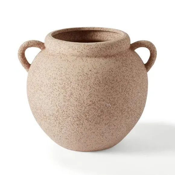 Wide Vase with Handles - Pebble Stone, Stone