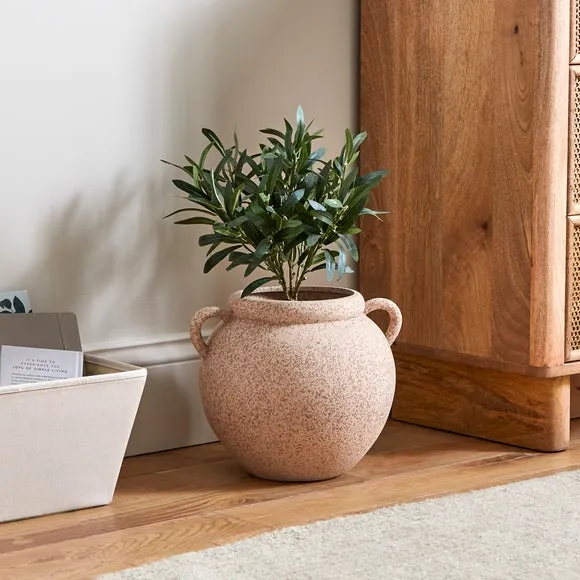 Wide Vase with Handles - Pebble Stone, Stone