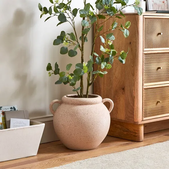 Wide Vase with Handles - Pebble Stone, Stone