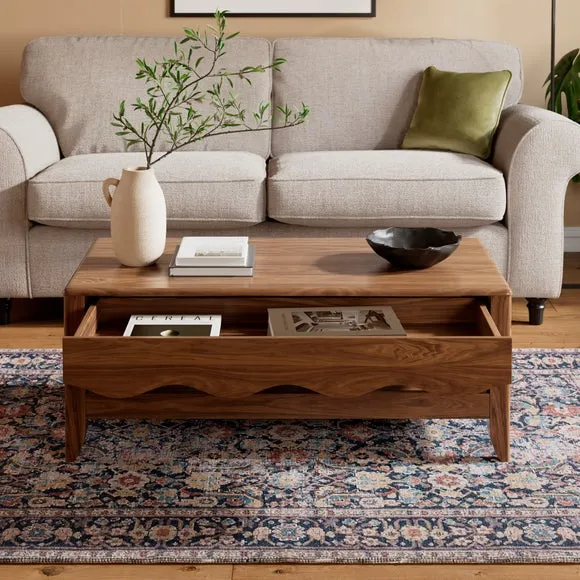 Wiggle Coffee Table with Drawer - Walnut, Wood