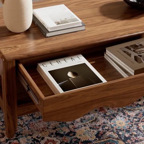 Wiggle Coffee Table with Drawer - Walnut, Wood