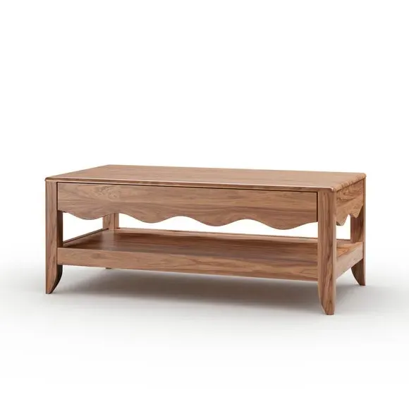 Wiggle Coffee Table with Drawer - Walnut, Wood