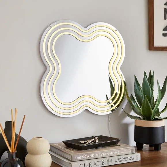 Wiggly LED Mirror with Neon Frame - Silver image