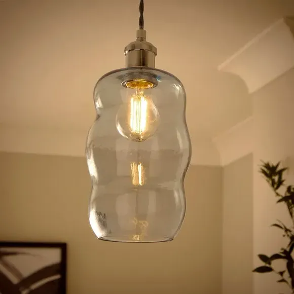 Wiggly Pendant Shade Easy Fit - Blue, Glass