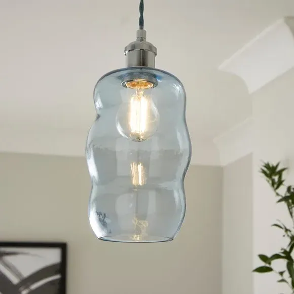 Wiggly Pendant Shade Easy Fit - Blue, Glass image