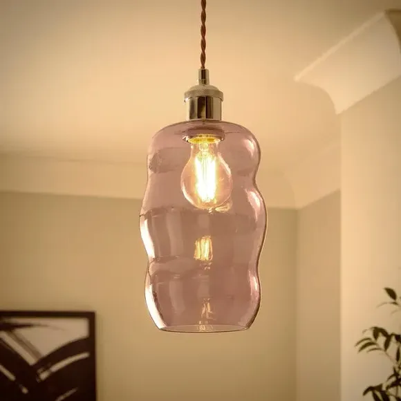 Wiggly Pendant Shade Easy Fit - Pink, Glass