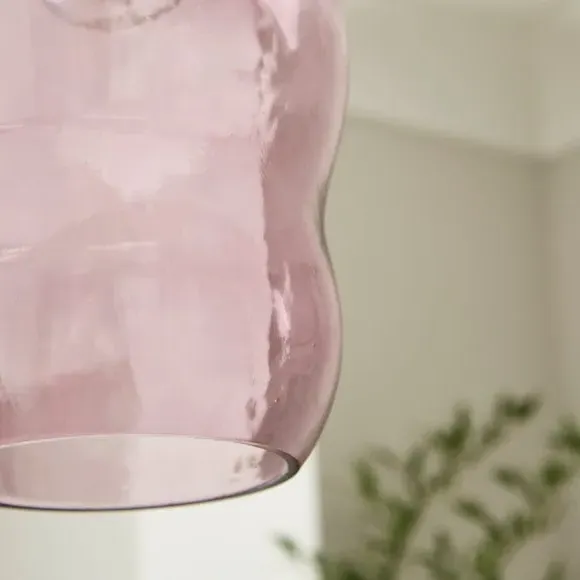 Wiggly Pendant Shade Easy Fit - Pink, Glass