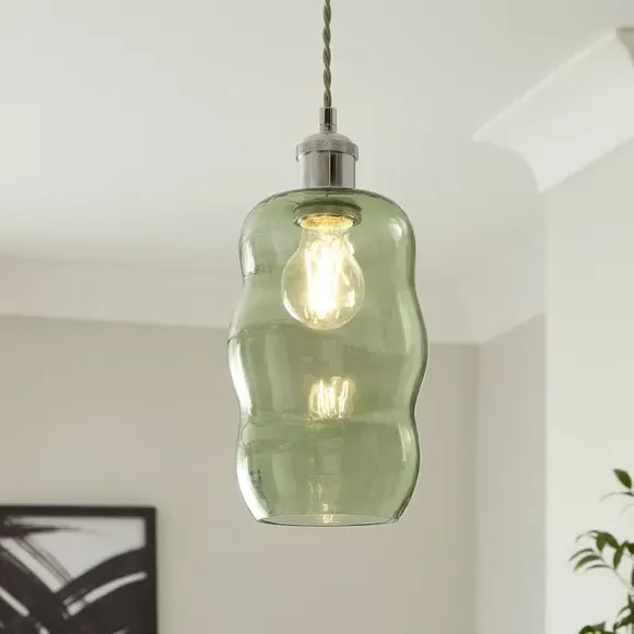 Wiggly Pendant Shade Easy Fit - Yew, Glass