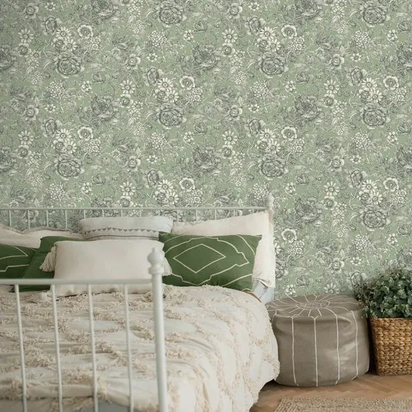 Wild Garden Wallpaper - Sage