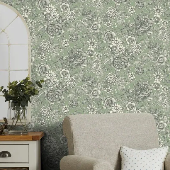 Wild Garden Wallpaper - Sage