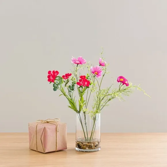 Wildflower Bouquet & Candle Gift Set - Pink