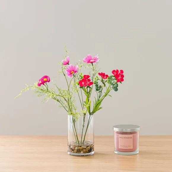 Wildflower Bouquet & Candle Gift Set - Pink image