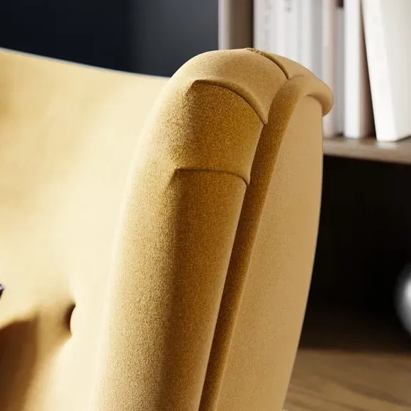 Wing Armchair with Flared Arms - Gold, Velvet