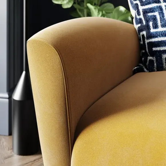 Wing Armchair with Flared Arms - Gold, Velvet