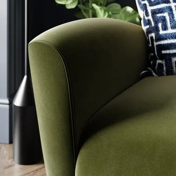 Wing Armchair with Flared Arms - Olive, Velvet