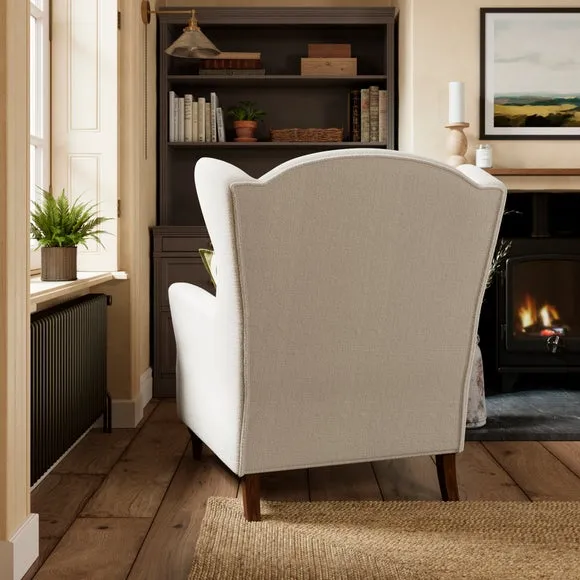 Wing Back Armchair - Ivory, Chenille