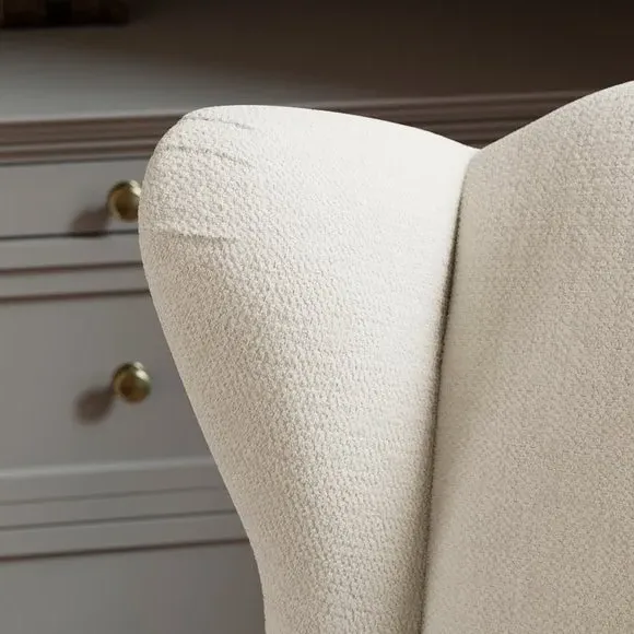 Wing Back Armchair - Ivory, Chenille