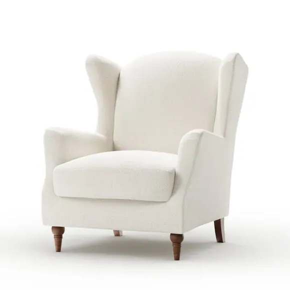 Wing Back Armchair - Ivory, Chenille