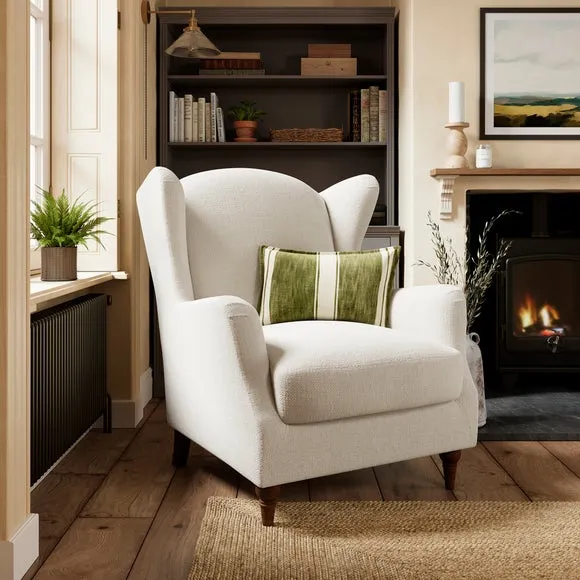 Wing Back Armchair - Ivory, Chenille image