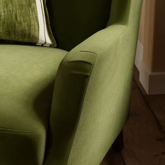Wing Back Armchair - Olive, Velvet