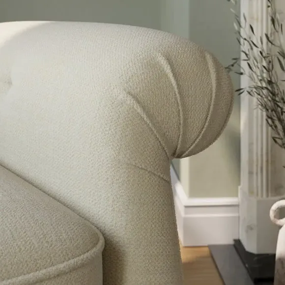 Wing Back Armchair with Rolled Arms - Natural