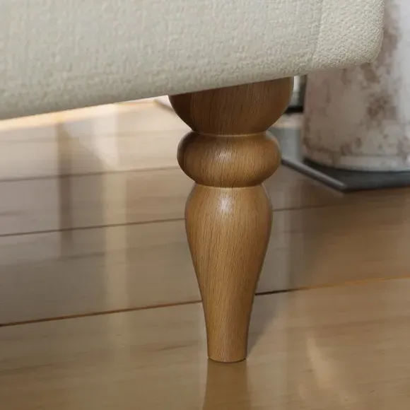 Wing Back Armchair with Rolled Arms - Natural