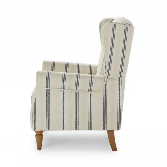 Wingback Armchair with Pocket Springs - Blue, Fabric