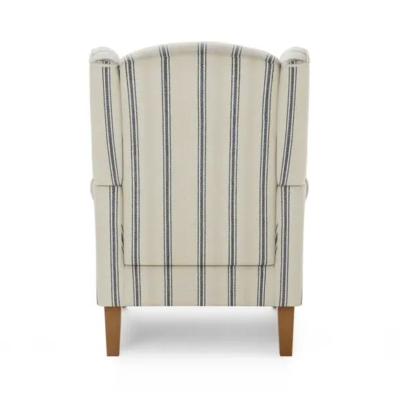 Wingback Armchair with Pocket Springs - Blue, Fabric