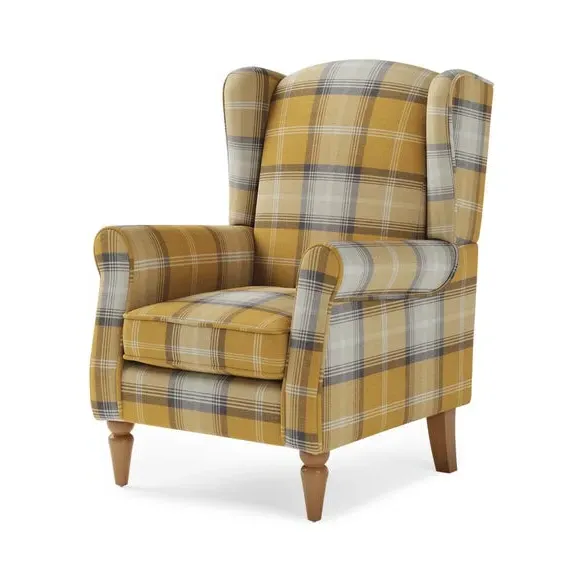 Wingback Armchair with Pocket Springs - Gold