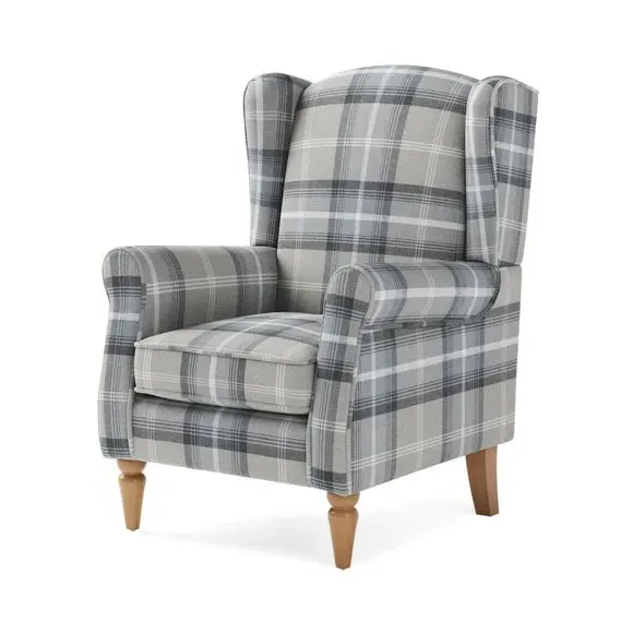 Wingback Armchair with Pocket Springs - Grey