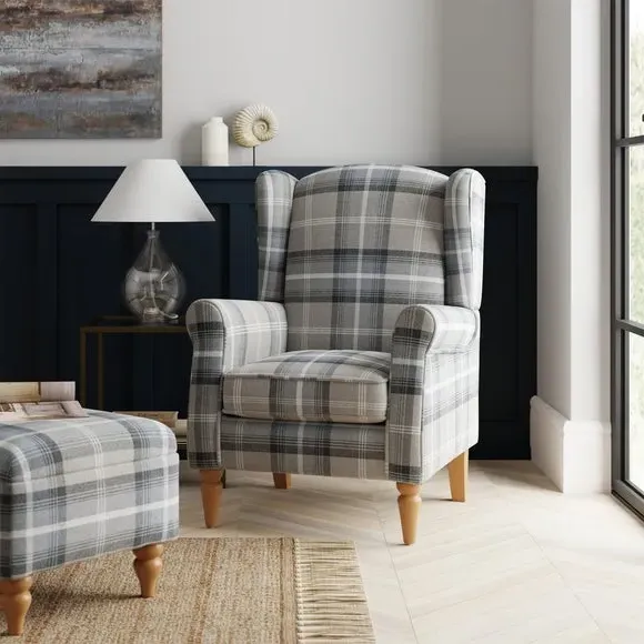 Wingback Armchair with Pocket Springs - Grey