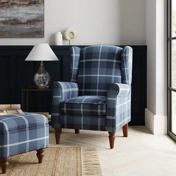 Wingback Armchair with Pocket Springs - Navy
