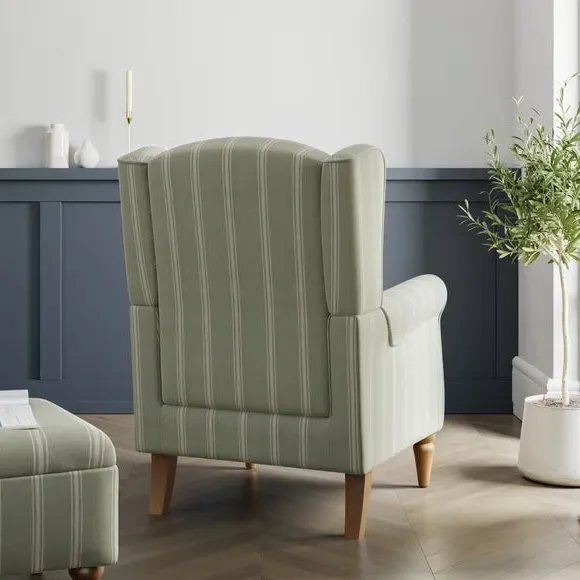 Wingback Armchair with Pocket Springs - Sage, Fabric