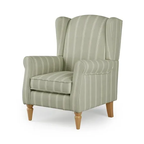 Wingback Armchair with Pocket Springs - Sage, Fabric