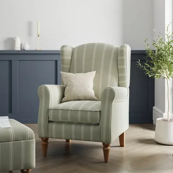 Wingback Armchair with Pocket Springs - Sage, Fabric