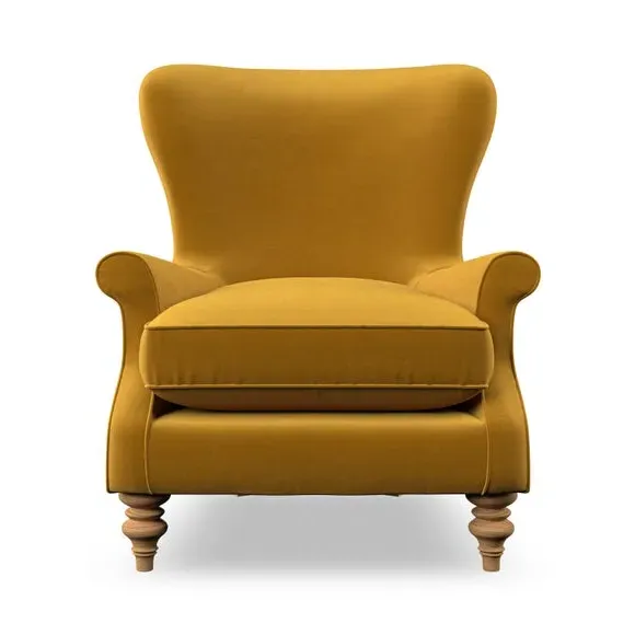 Wingback Armchair with Scalloped Back - Amber