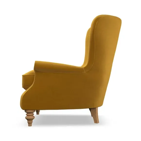 Wingback Armchair with Scalloped Back - Amber