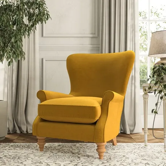 Wingback Armchair with Scalloped Back - Amber image