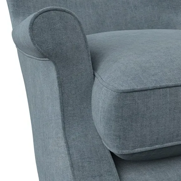 Wingback Armchair with Scalloped Back - Aqua