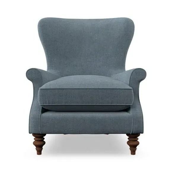 Wingback Armchair with Scalloped Back - Aqua