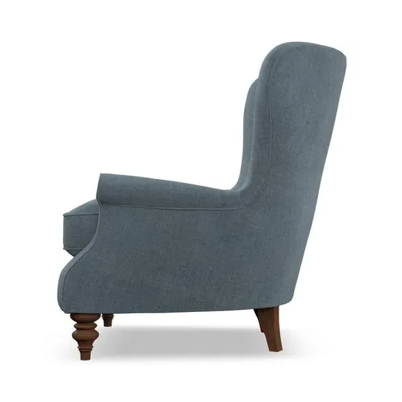 Wingback Armchair with Scalloped Back - Aqua
