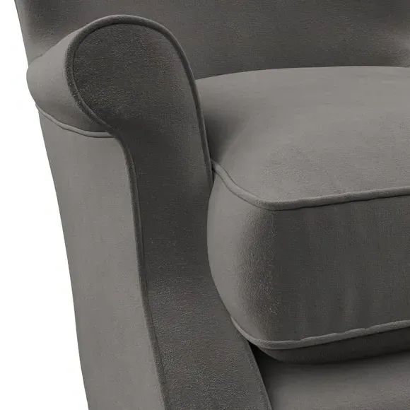 Wingback Armchair with Scalloped Back - Charcoal