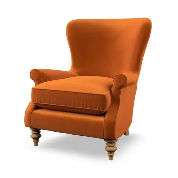 Wingback Armchair with Scalloped Back - Ginger